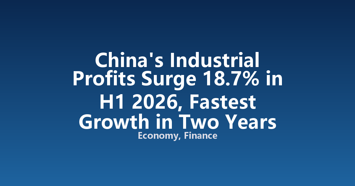 China's Industrial Profits Surge 18.7% in H1 2026, Fastest Growth in Two Years
