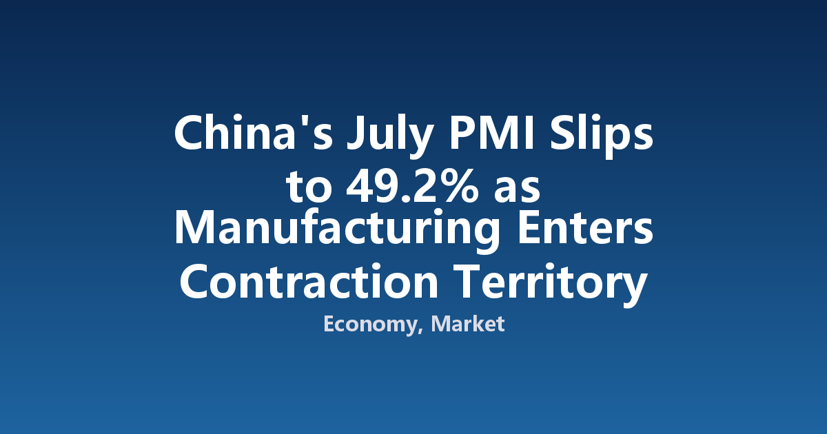 China's July PMI Slips to 49.2% as Manufacturing Enters Contraction Territory