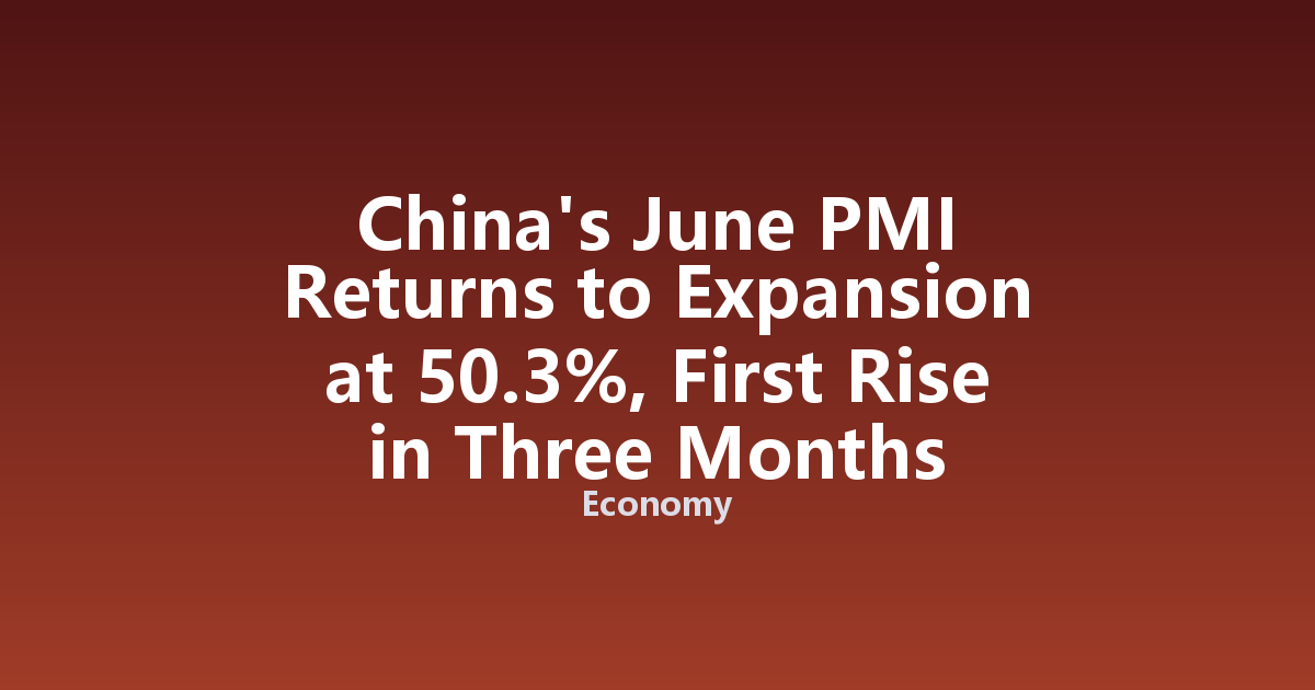 China's June PMI Returns to Expansion at 50.3%, First Rise in Three Months