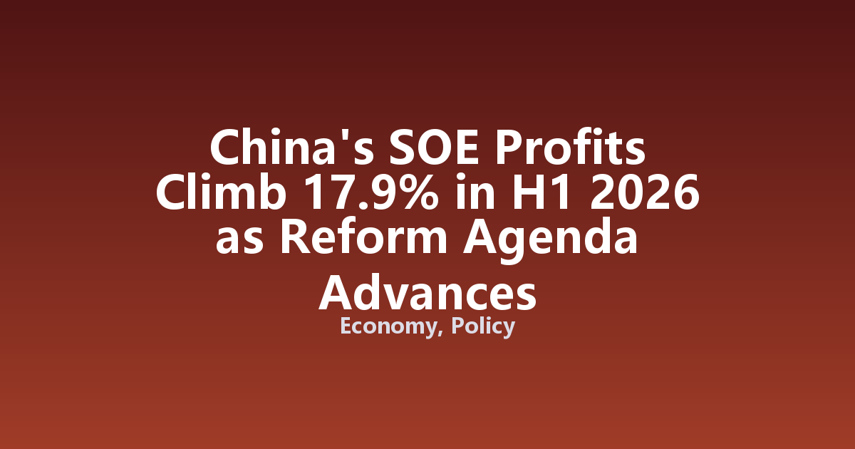 China's SOE Profits Climb 17.9% in H1 2026 as Reform Agenda Advances