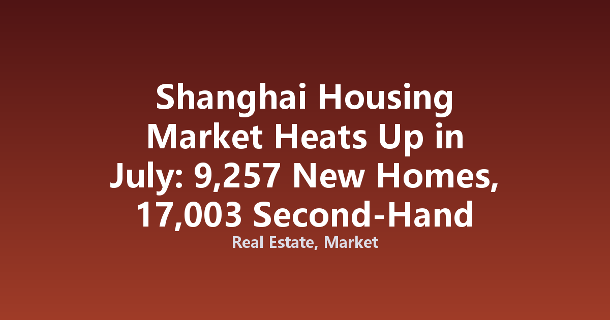 Shanghai Housing Market Heats Up in July: 9,257 New Homes, 17,003 Second-Hand Units Sold