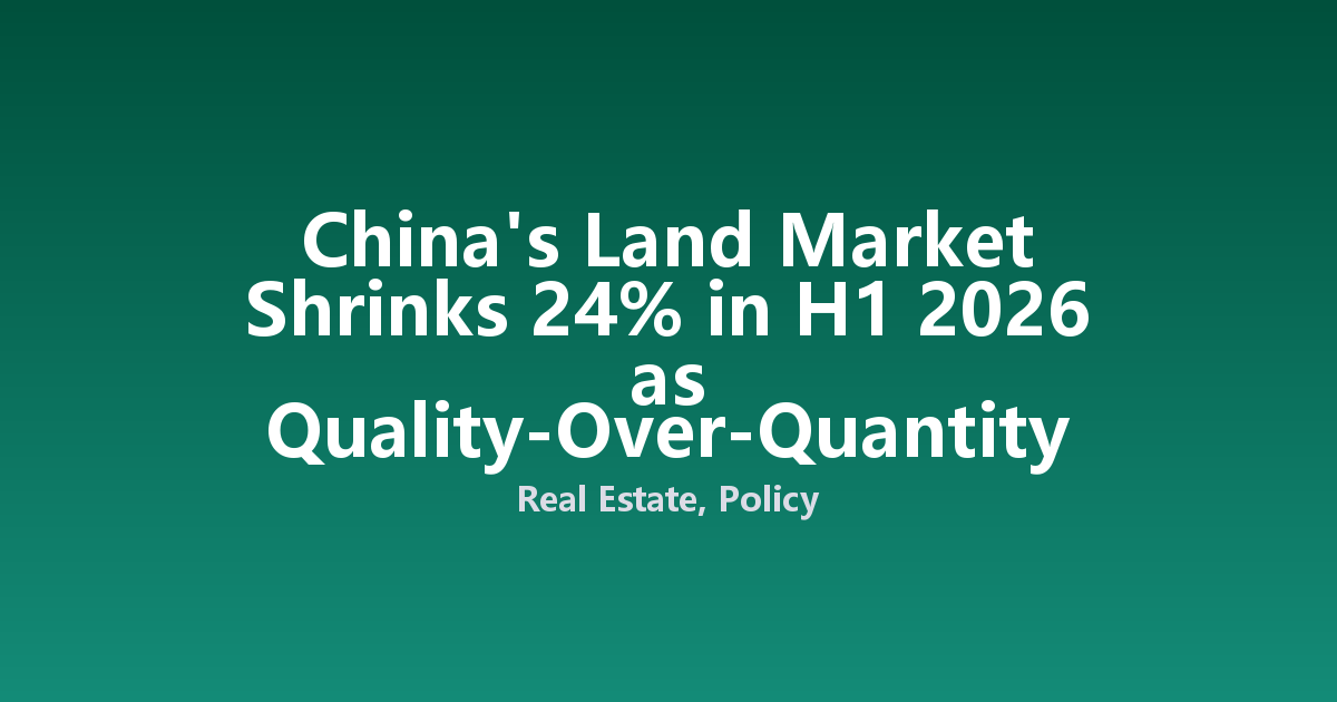 China's Land Market Shrinks 24% in H1 2026 as Quality-Over-Quantity Doctrine Bites