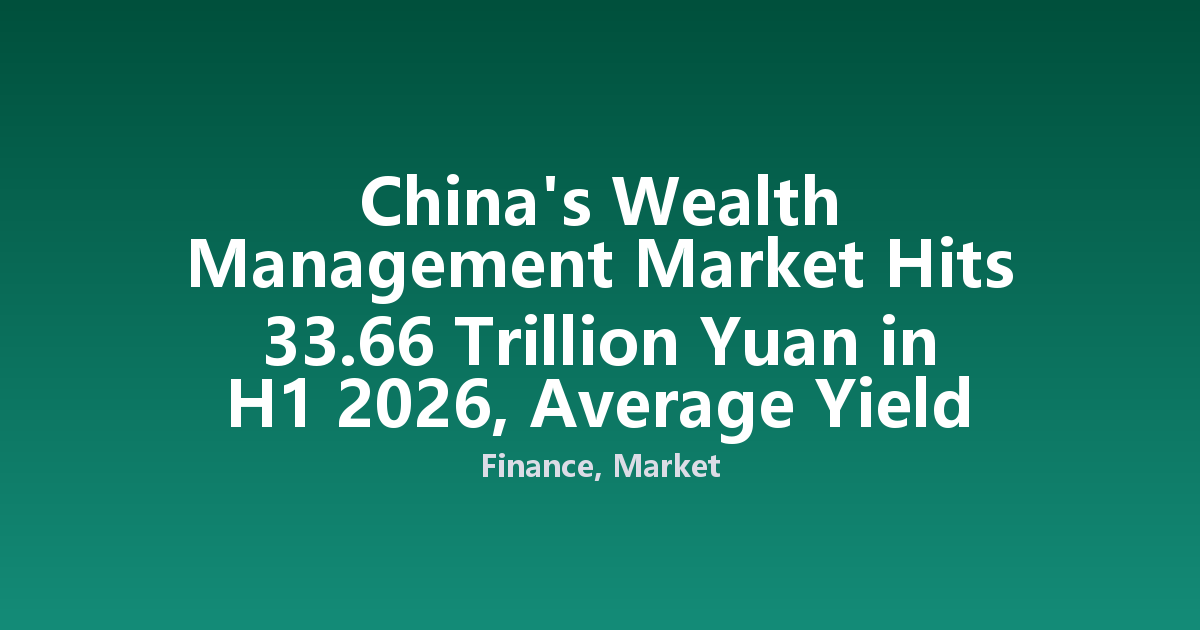 China's Wealth Management Market Hits 33.66 Trillion Yuan in H1 2026, Average Yield Stands at 2.05%