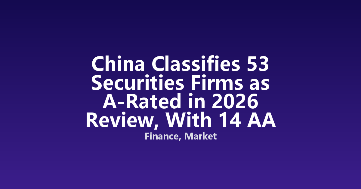 China Classifies 53 Securities Firms as A-Rated in 2026 Review, With 14 AA