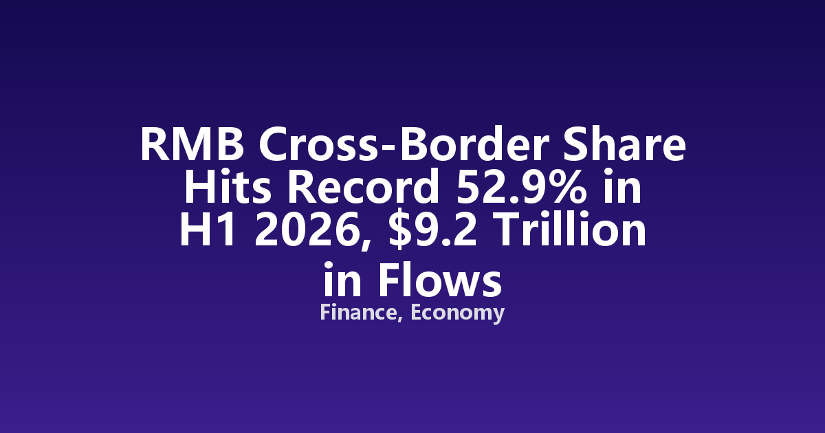 RMB Cross-Border Share Hits Record 52.9% in H1 2026, $9.2 Trillion in Flows