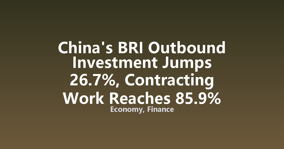 China's BRI Outbound Investment Jumps 26.7%, Contracting Work Reaches 85.9% Share in H1 2026