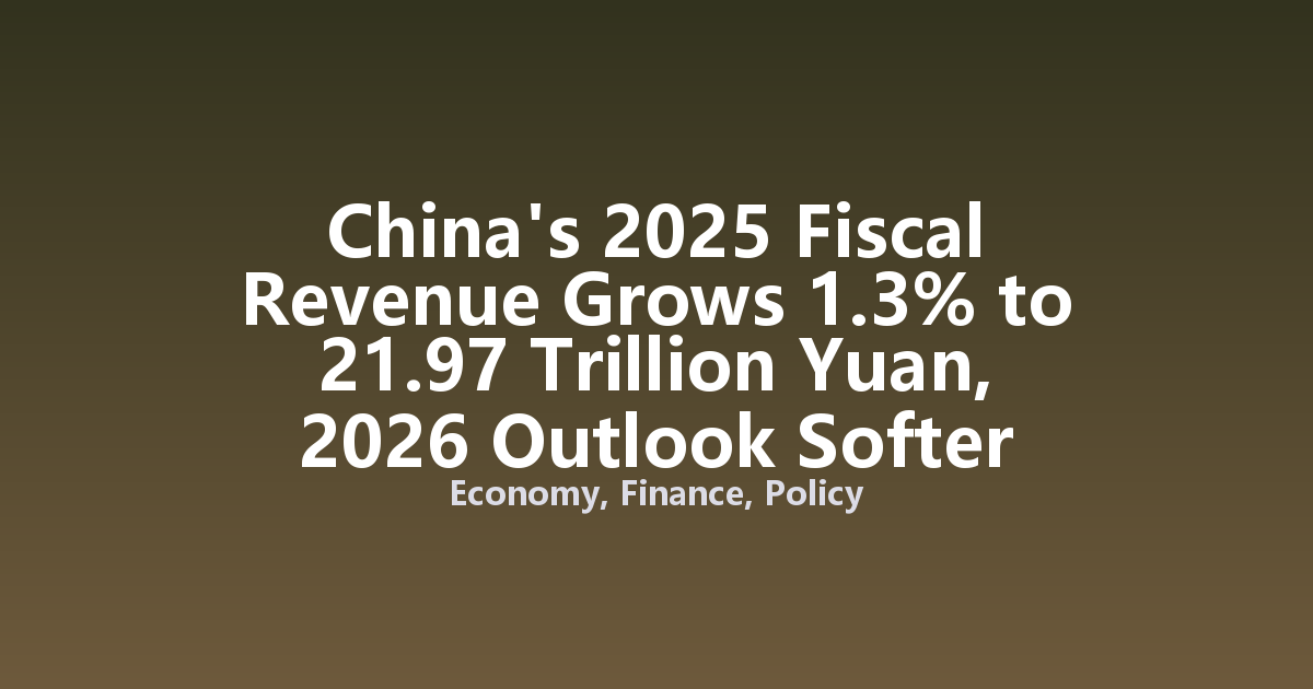 China's 2025 Fiscal Revenue Grows 1.3% to 21.97 Trillion Yuan, 2026 Outlook Softer