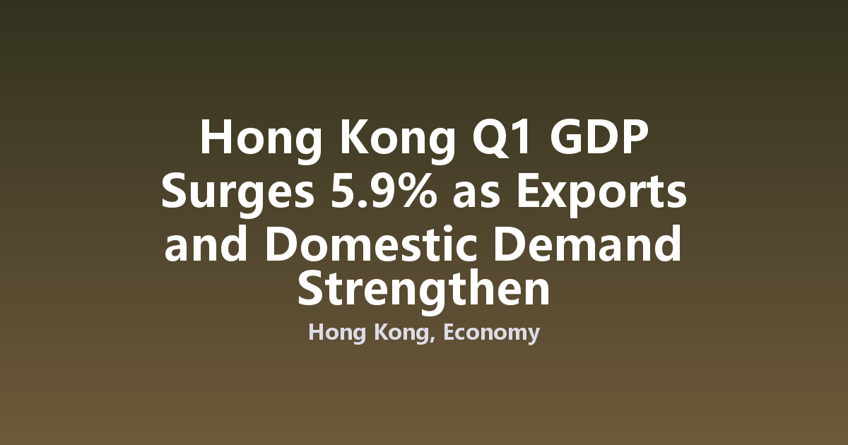Hong Kong Q1 GDP Surges 5.9% as Exports and Domestic Demand Strengthen