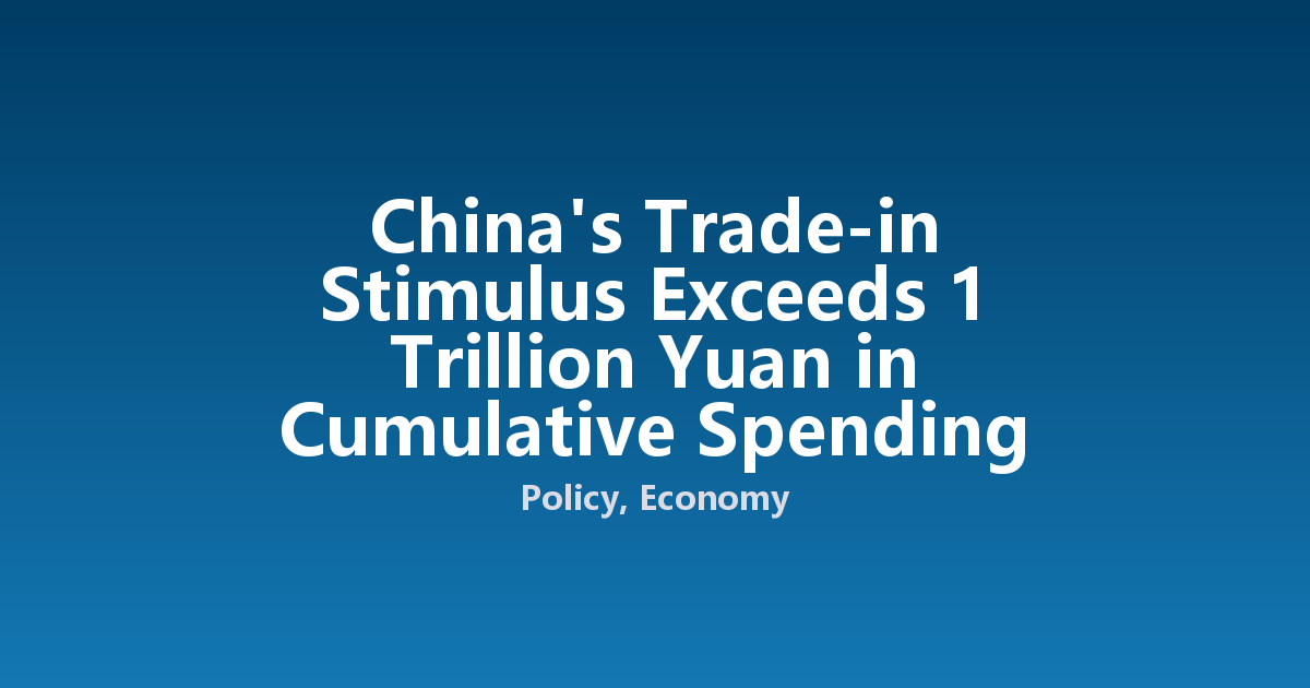 China's Trade-in Stimulus Exceeds 1 Trillion Yuan in Cumulative Spending Power