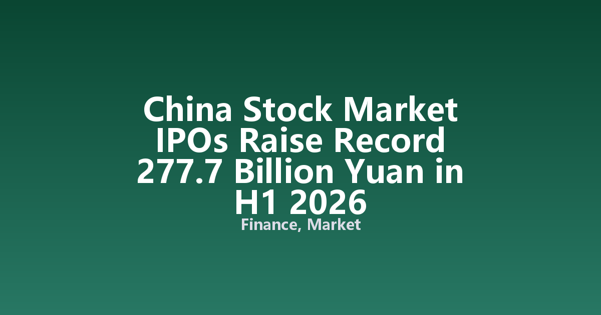 China Stock Market IPOs Raise Record 277.7 Billion Yuan in H1 2026