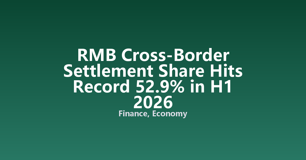 RMB Cross-Border Settlement Share Hits Record 52.9% in H1 2026