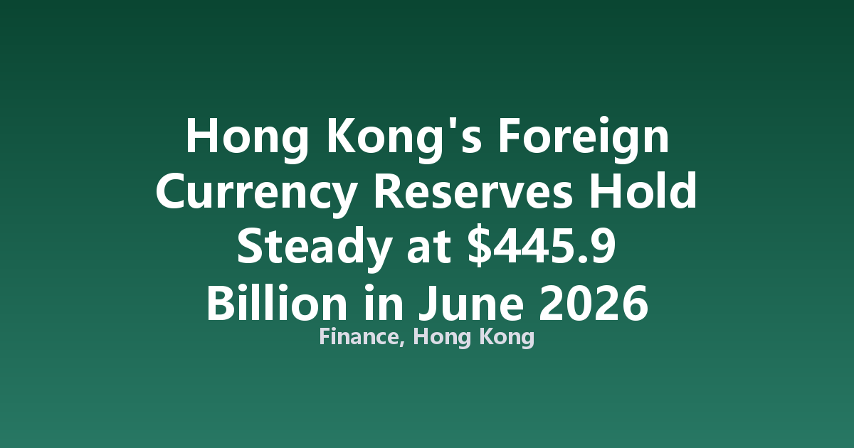 Hong Kong's Foreign Currency Reserves Hold Steady at $445.9 Billion in June 2026