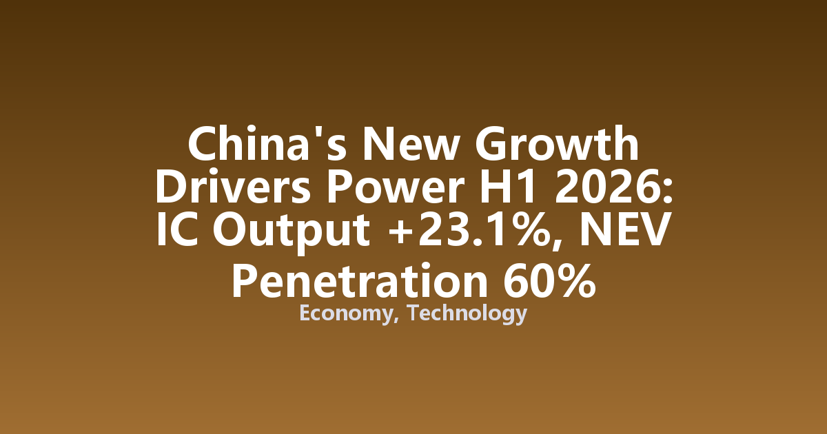 China's New Growth Drivers Power H1 2026: IC Output +23.1%, NEV Penetration 60%