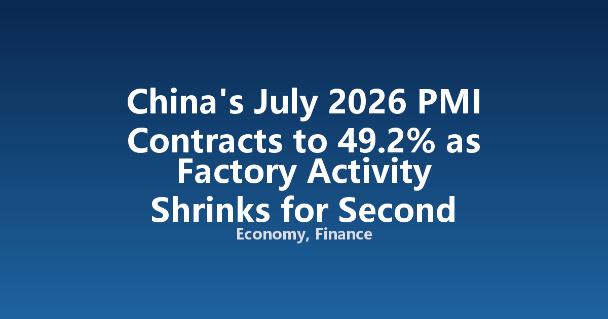 China's July 2026 PMI Contracts to 49.2% as Factory Activity Shrinks for Second Month
