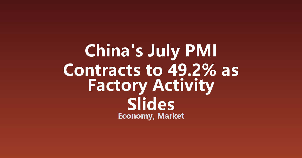 China's July PMI Contracts to 49.2% as Factory Activity Slides