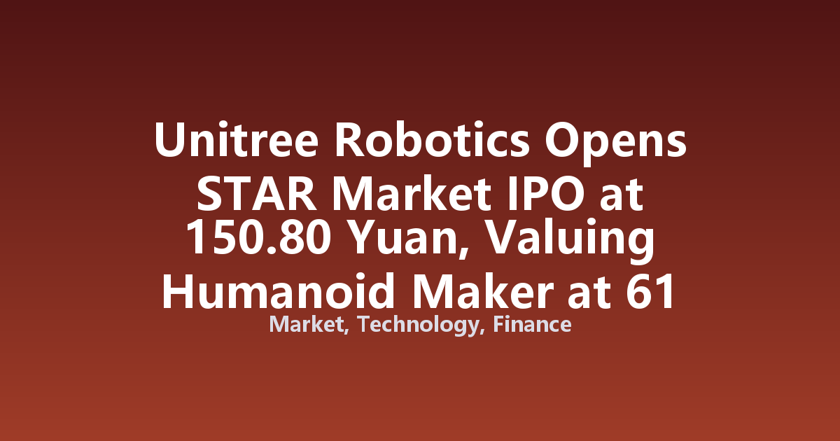Unitree Robotics Opens STAR Market IPO at 150.80 Yuan, Valuing Humanoid Maker at 61 Billion Yuan
