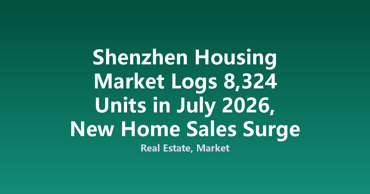 Shenzhen Housing Market Logs 8,324 Units in July 2026, New Home Sales Surge 32.7%