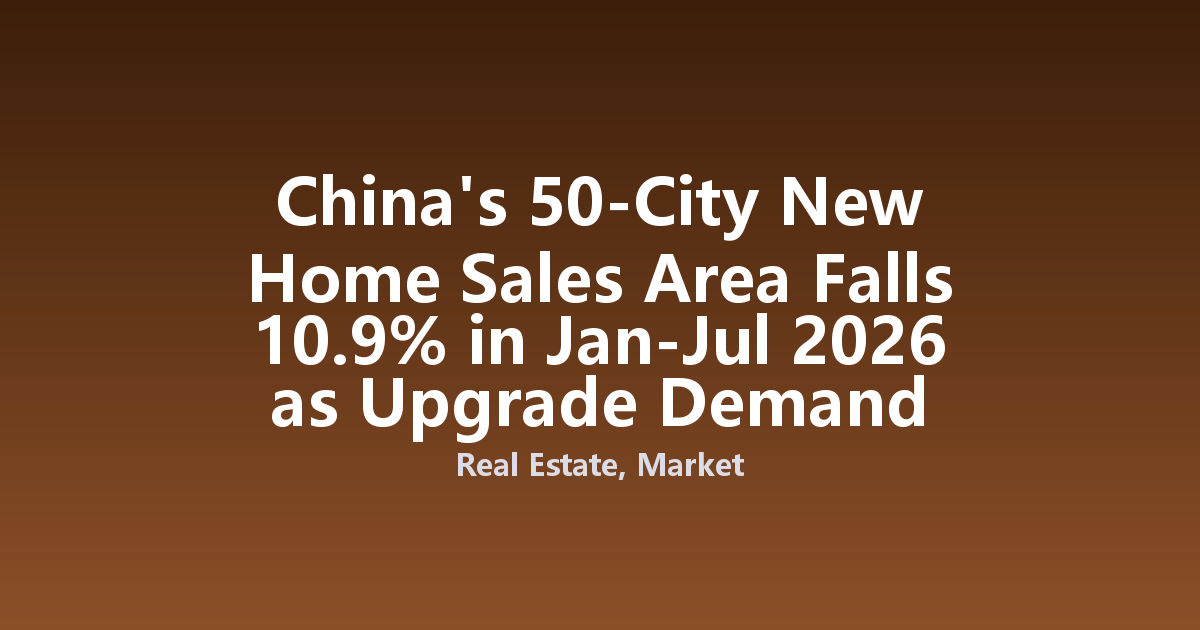 China's 50-City New Home Sales Area Falls 10.9% in Jan-Jul 2026 as Upgrade Demand Reshapes the Market
