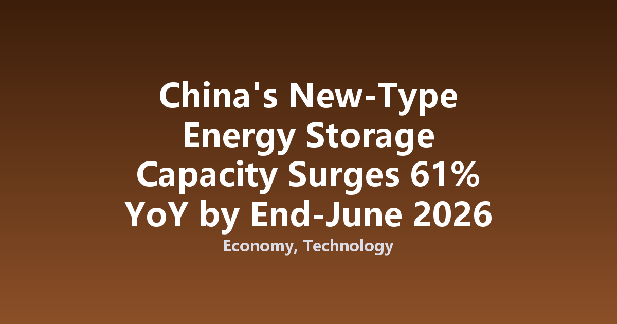 China's New-Type Energy Storage Capacity Surges 61% YoY by End-June 2026