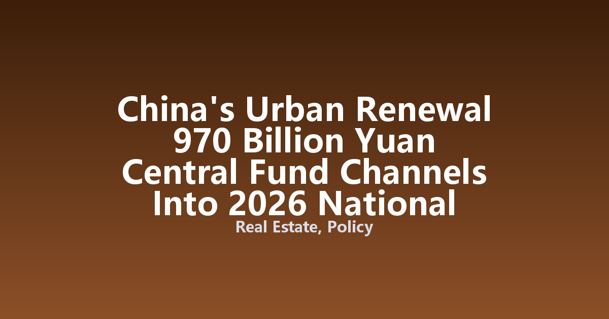 China's Urban Renewal 970 Billion Yuan Central Fund Channels Into 2026 National Strategy
