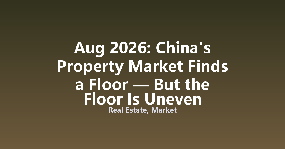 Aug 2026: China's Property Market Finds a Floor — But the Floor Is Uneven
