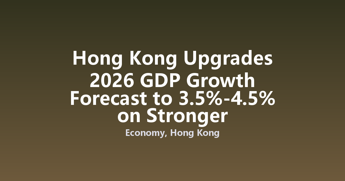Hong Kong Upgrades 2026 GDP Growth Forecast to 3.5%-4.5% on Stronger Performance