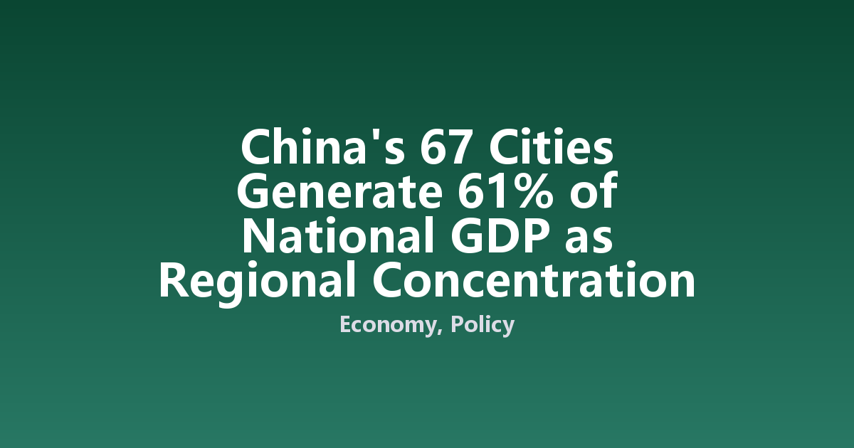 China's 67 Cities Generate 61% of National GDP as Regional Concentration Deepens