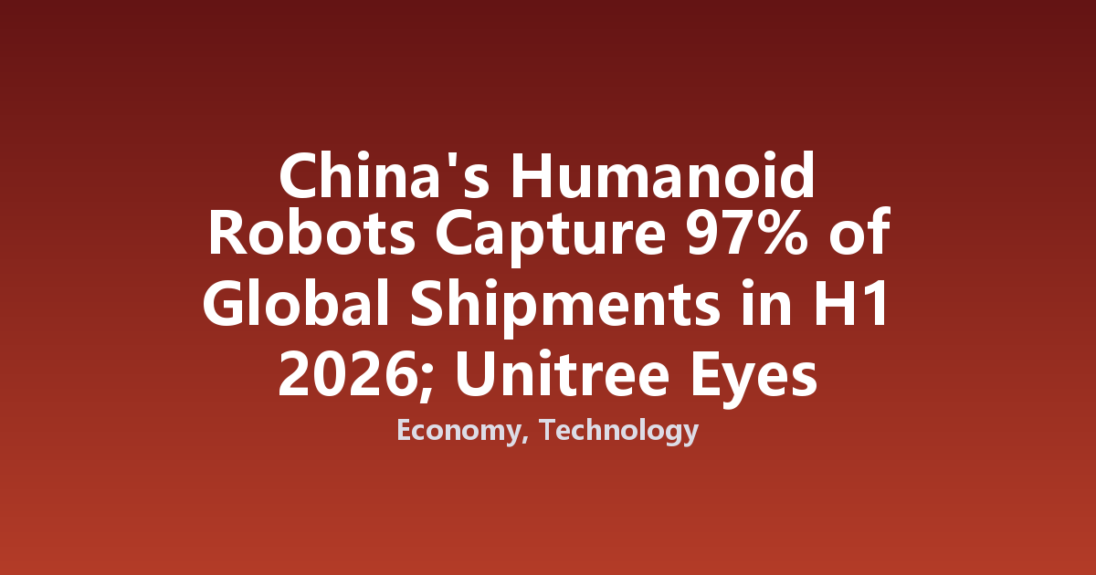 China's Humanoid Robots Capture 97% of Global Shipments in H1 2026; Unitree Eyes Star Market Listing