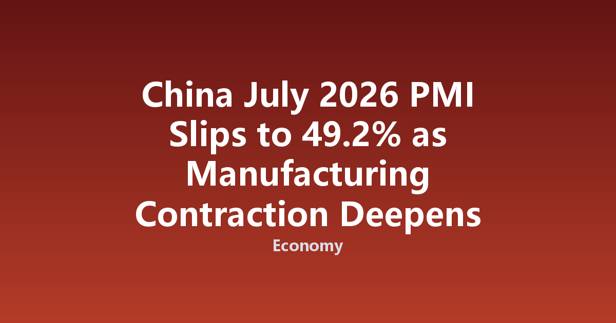 China July 2026 PMI Slips to 49.2% as Manufacturing Contraction Deepens