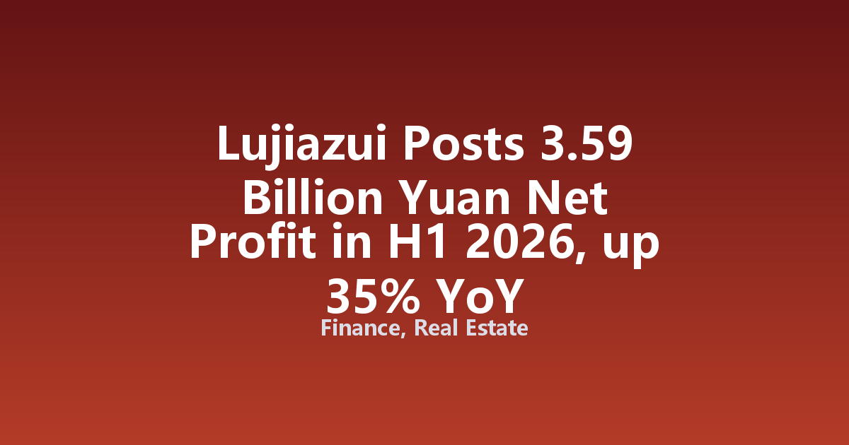 Lujiazui Posts 3.59 Billion Yuan Net Profit in H1 2026, up 35% YoY