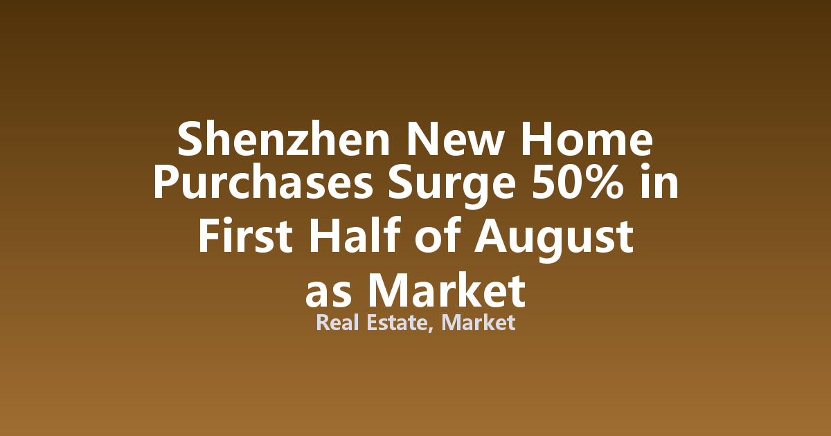 Shenzhen New Home Purchases Surge 50% in First Half of August as Market Differentiation Widens