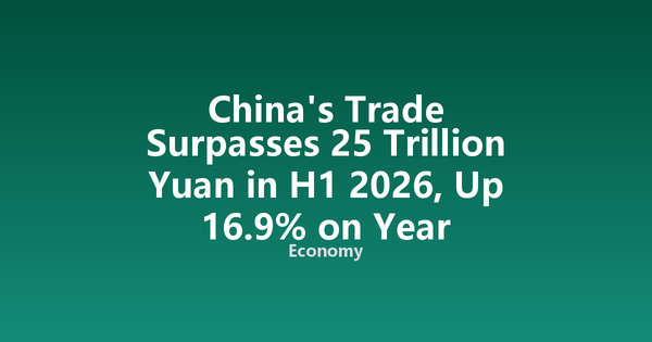 China's Trade Surpasses 25 Trillion Yuan in H1 2026, Up 16.9% on Year
