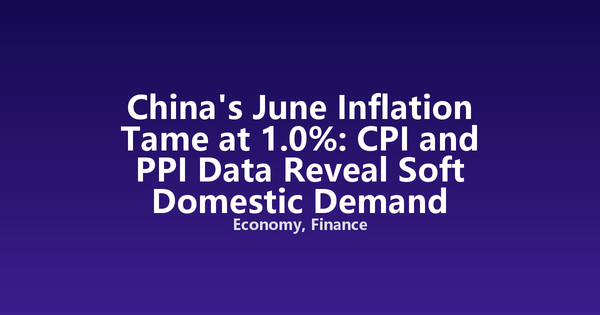 China's June Inflation Tame at 1.0%: CPI and PPI Data Reveal Soft Domestic Demand