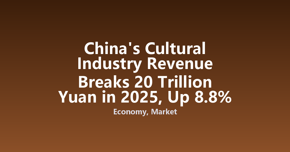 China's Cultural Industry Revenue Breaks 20 Trillion Yuan in 2025, Up 8.8%