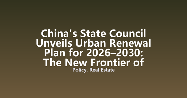 China's State Council Unveils Urban Renewal Plan for 2026–2030: The New Frontier of City Development