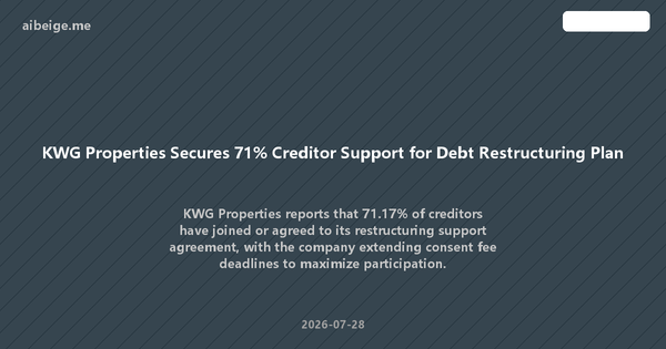 KWG Properties Secures 71% Creditor Support for Debt Restructuring Plan