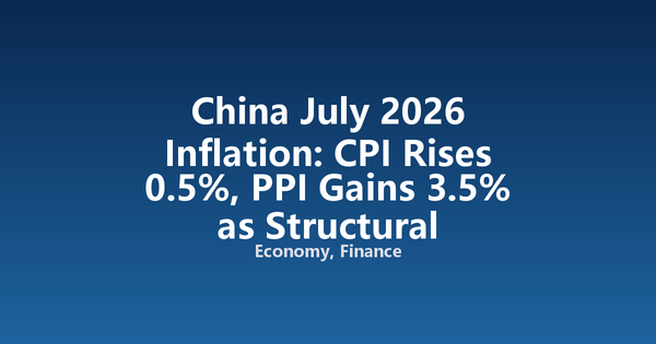 China July 2026 Inflation: CPI Rises 0.5%, PPI Gains 3.5% as Structural Divergence Persists