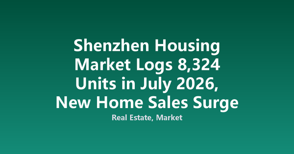 Shenzhen Housing Market Logs 8,324 Units in July 2026, New Home Sales Surge 32.7%