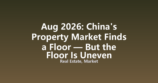 Aug 2026: China's Property Market Finds a Floor — But the Floor Is Uneven