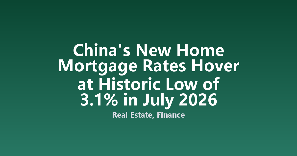 China's New Home Mortgage Rates Hover at Historic Low of 3.1% in July 2026