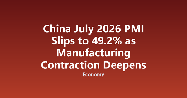 China July 2026 PMI Slips to 49.2% as Manufacturing Contraction Deepens